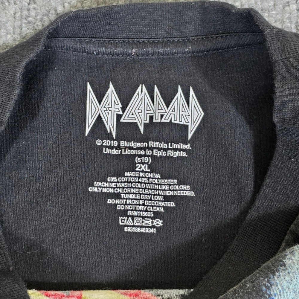 Def Leppard Mens 2XL Black Graphic T-Shirt Adrenalize Hysteria Band Tee 2019 - Picture 3 of 6
